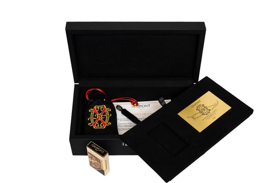 S.T. Dupont OpusX Les Chaines de l'Amour limited edition set with embroidered OpusX pouch, certificate and numbered plaque