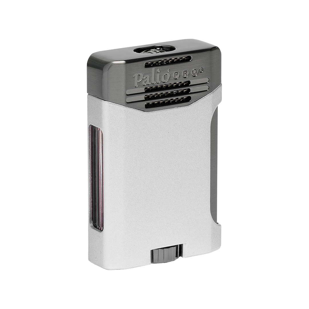 Palio Antares Side Squeeze Double-Jet lighter in Silver