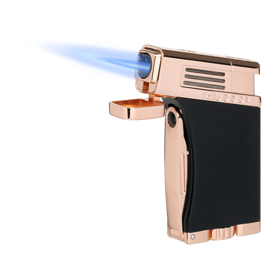 Palio Scorpius Angled Single-Jet Flame Lighter in Black & Rose Gold
