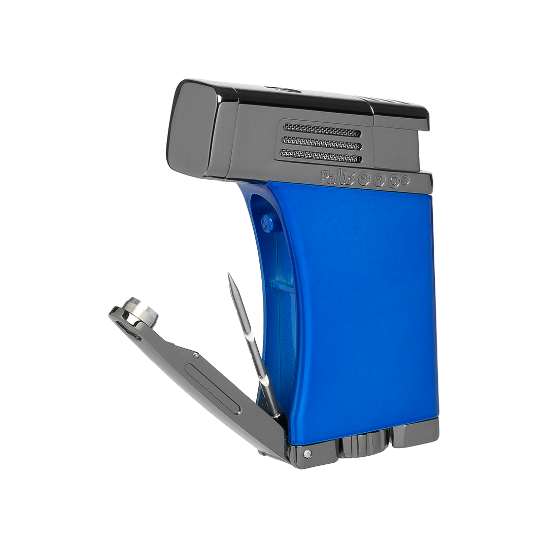Palio Scorpius Angled Single-Jet Flame Lighter in Blue & Gunmetal