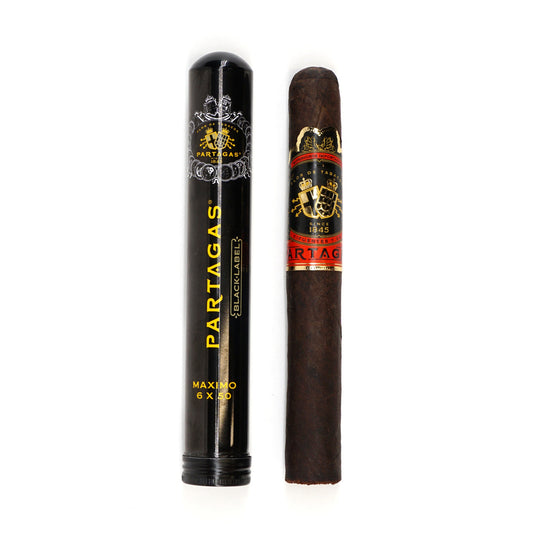 Partagas Black Label maximo cigar and packaging on a white background