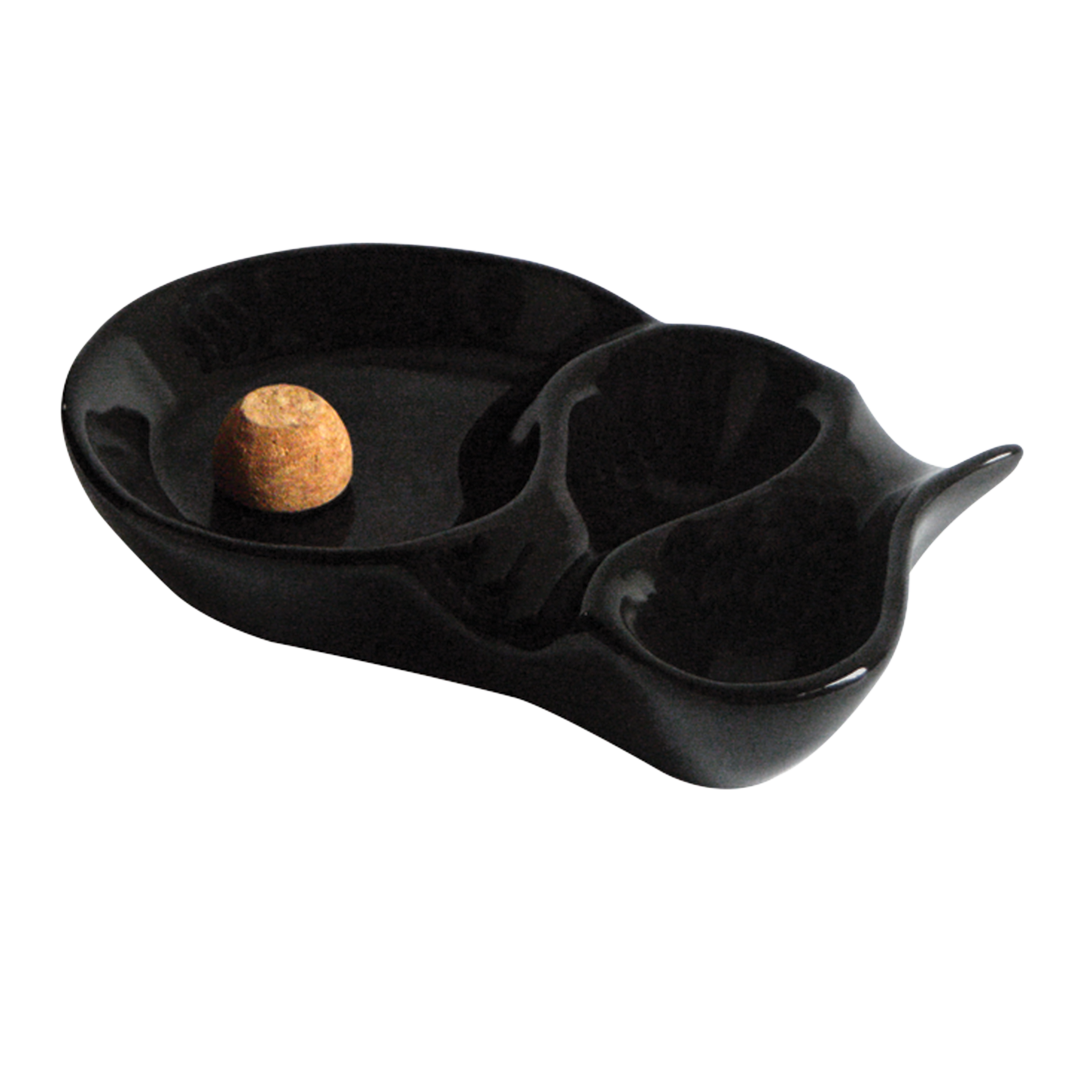 Quality Importers 2 Pipe Black Ceramic Ashtray with Knocker - Model P903