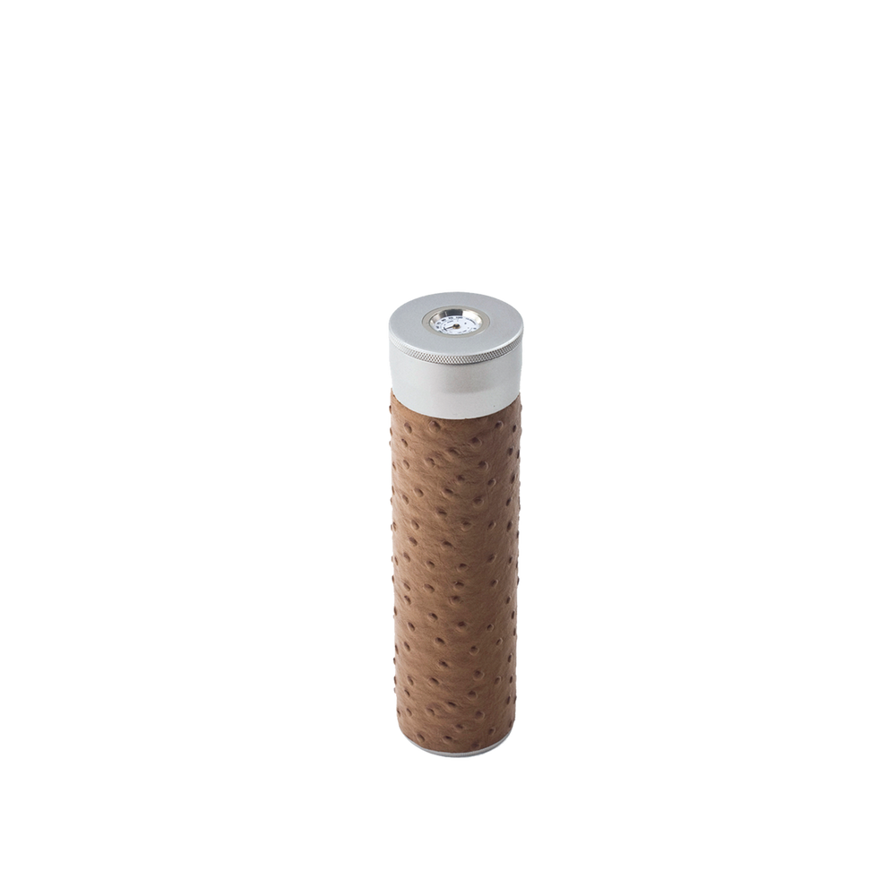 Quality Importers Cigar Tube with Hygrometer in Ostrich Finish - view 2