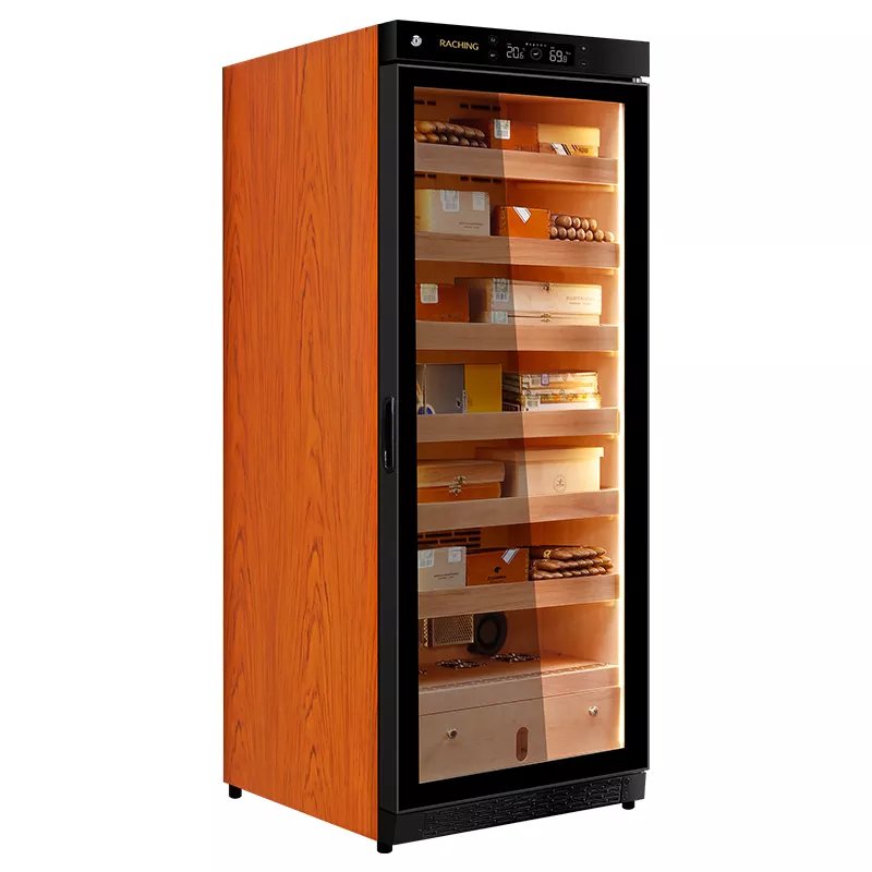 Raching C330A cigar humidor in brown with Canadian cedar shelves, at Cigar Inc, Woodland Hills