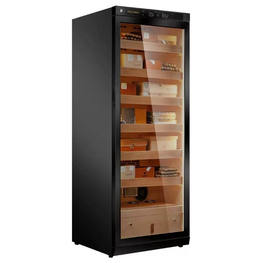 Raching C330A cigar humidor in Caribbean Black with Canadian cedar shelves, at Cigar Inc, Woodland Hills