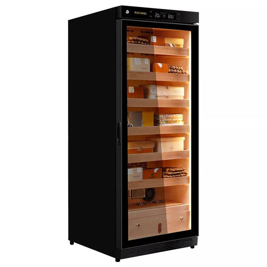 Raching C330A humidor in Caribbean Black with cedar shelves and glass door