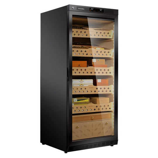 Raching MON1800 humidor Caribbean Black angled view
