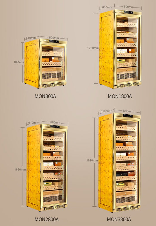 Raching MON series humidor cabinet size comparison