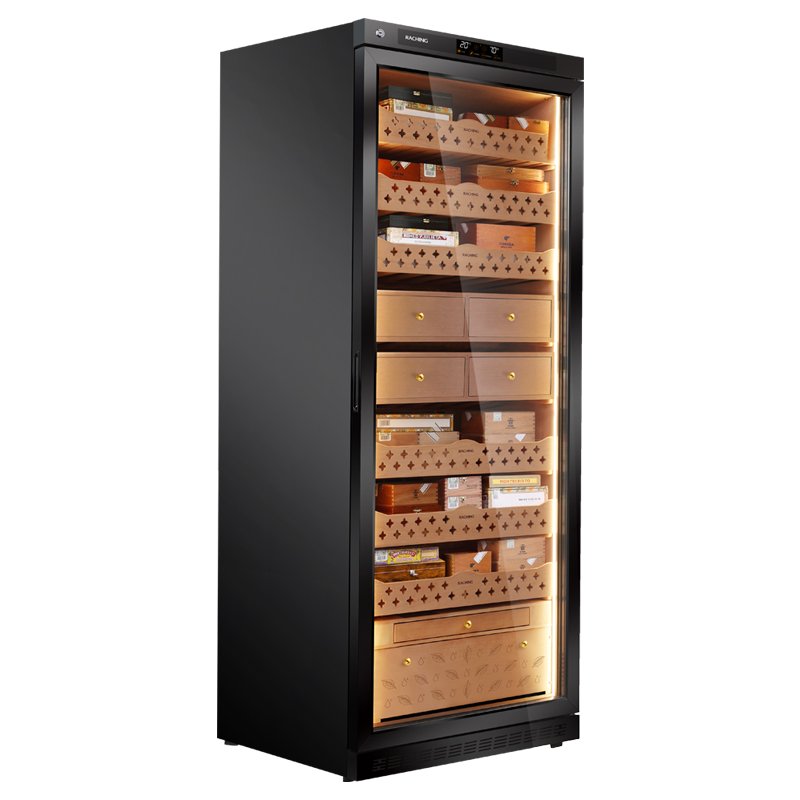 Raching MON5800A large capacity cigar humidor in Caribbean Black