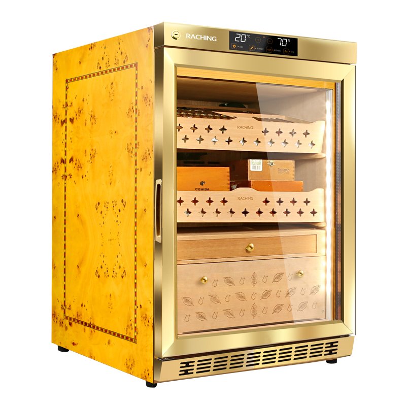 Raching MON800 humidor Gold angled view