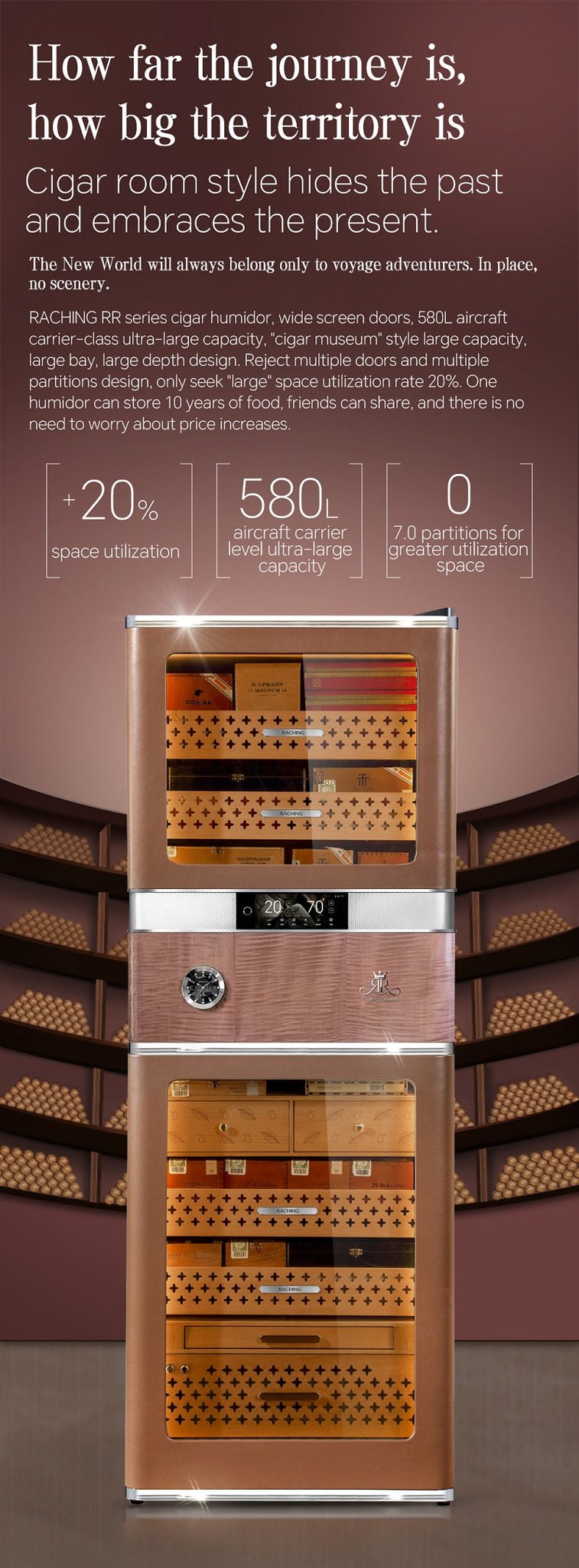 580L ultra-large capacity of the Raching RR980 cigar humidor