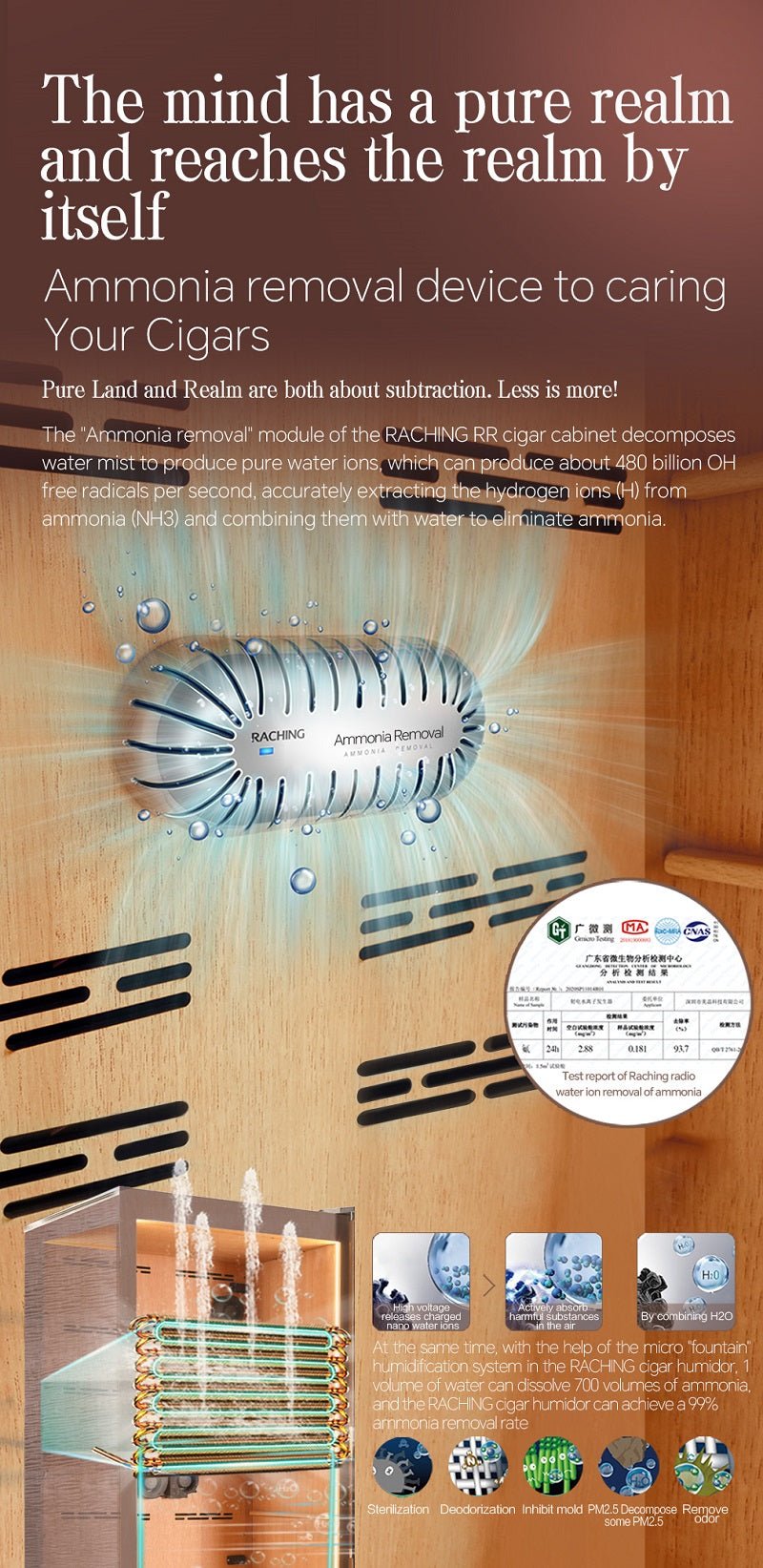 Ammonia removal device in the Raching RR980 cigar humidor