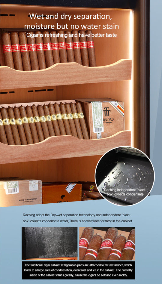 Wet and dry separation keeping cigars free of water stains in the C230A humidor