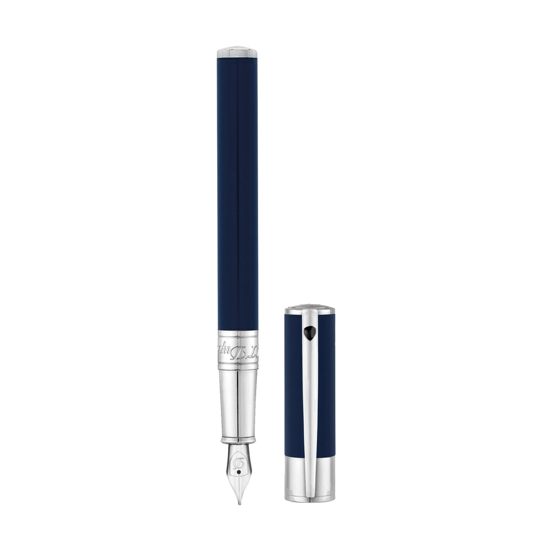 S.T. Dupont D-Initial Blue & Chrome Fountain Pen