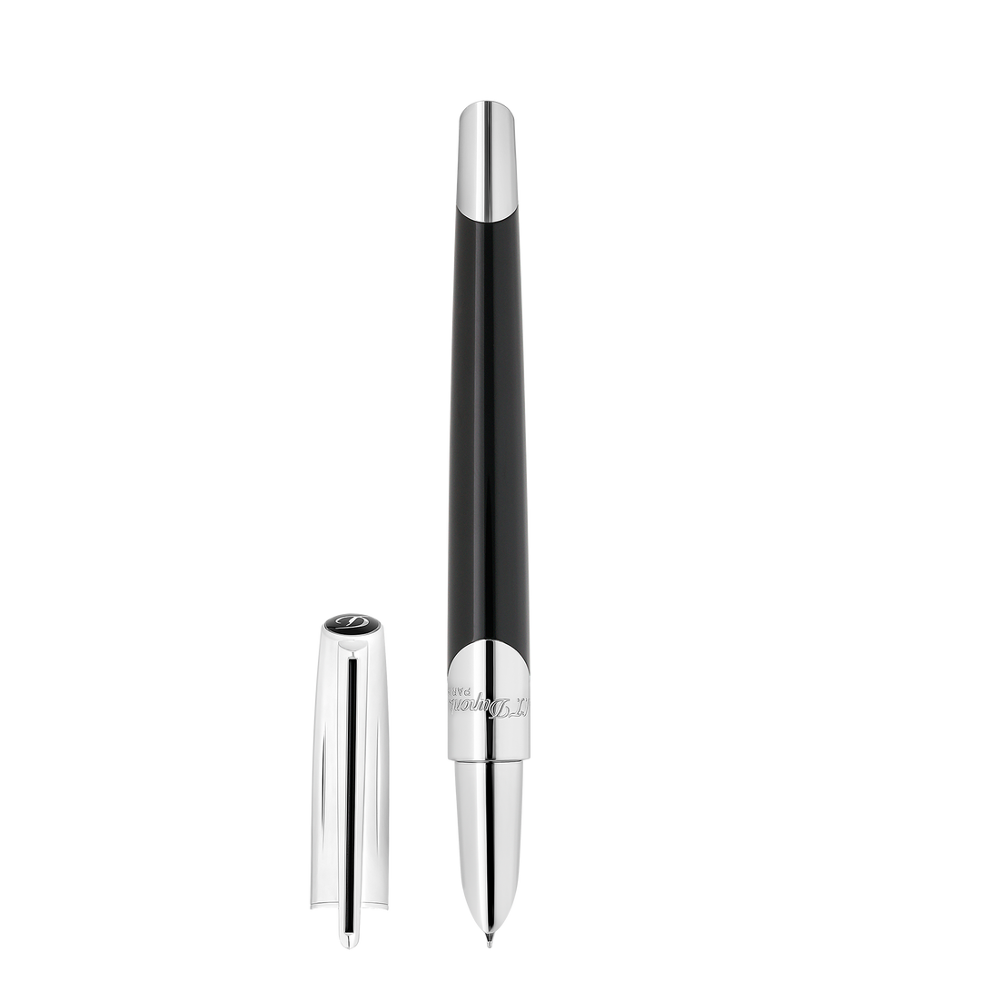 S.T. Dupont Defi Millennium Fountain Pen Shiny Silver & Black 3