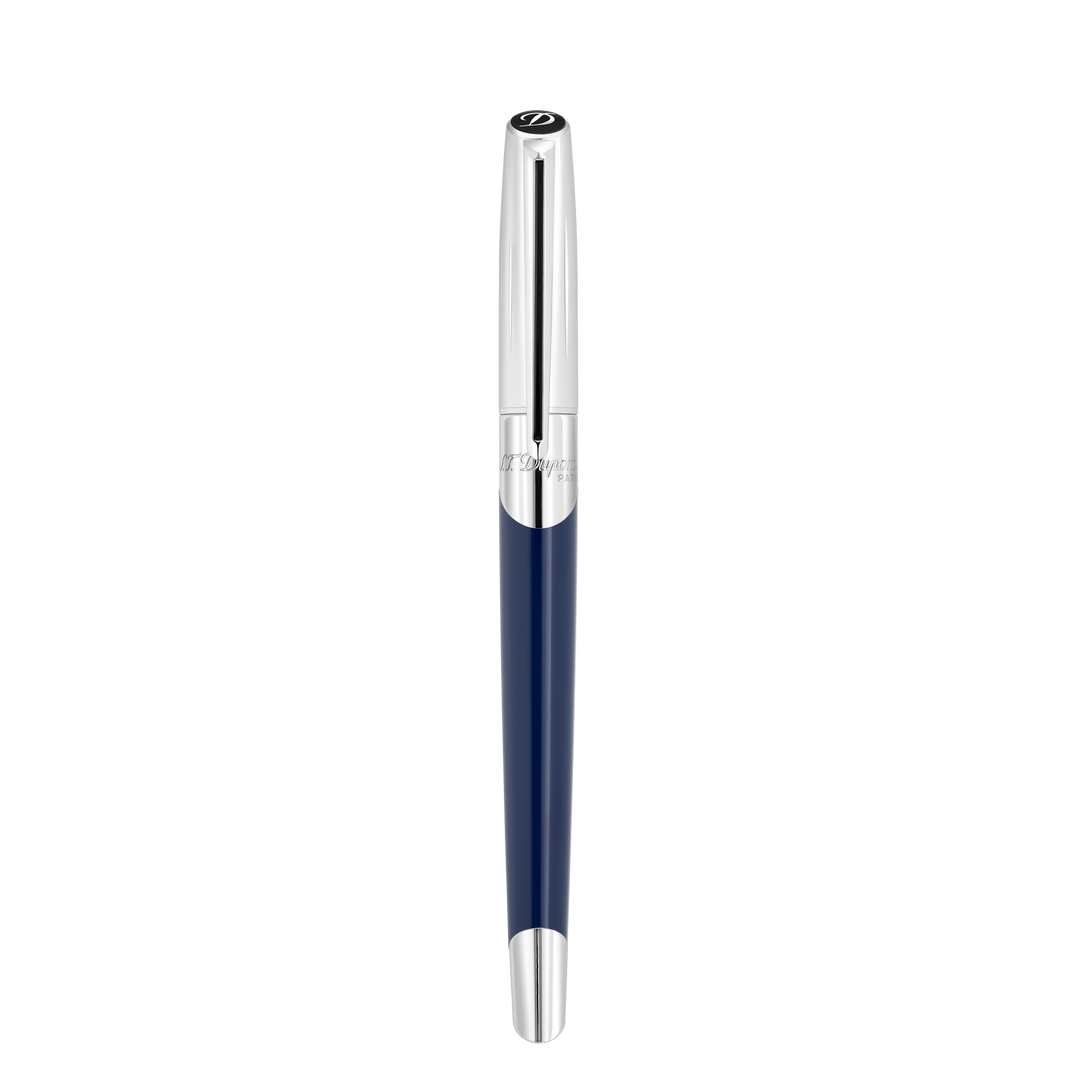 S.T. Dupont Defi Millennium Fountain Pen Silver & Blue Navy