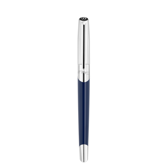 S.T. Dupont Defi Millennium Fountain Pen Silver & Blue Navy