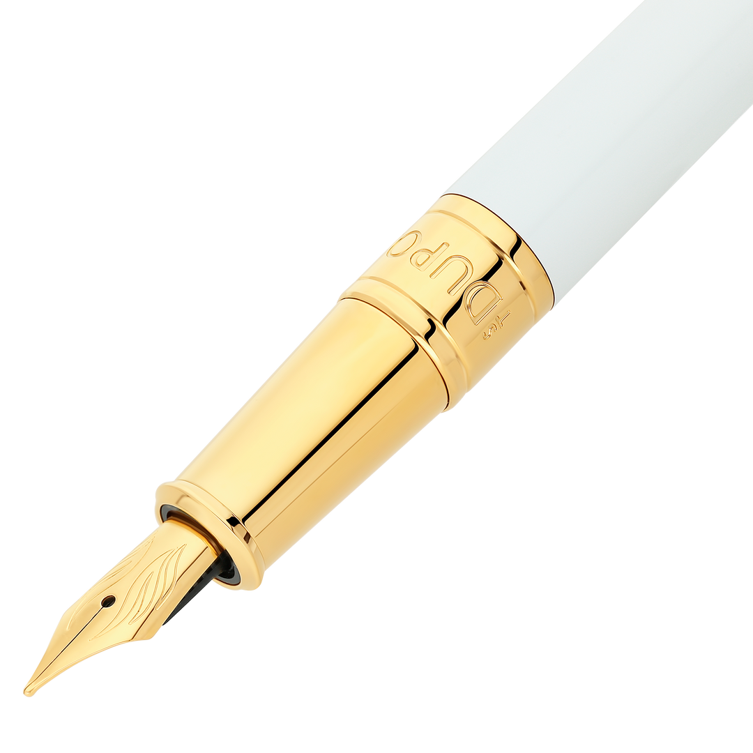 S.T. Dupont Initial Fountain Pen White & Golden 2