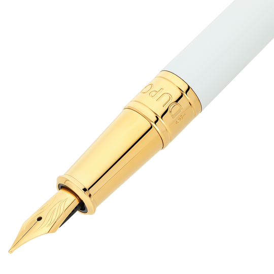 S.T. Dupont Initial Fountain Pen White & Golden 2