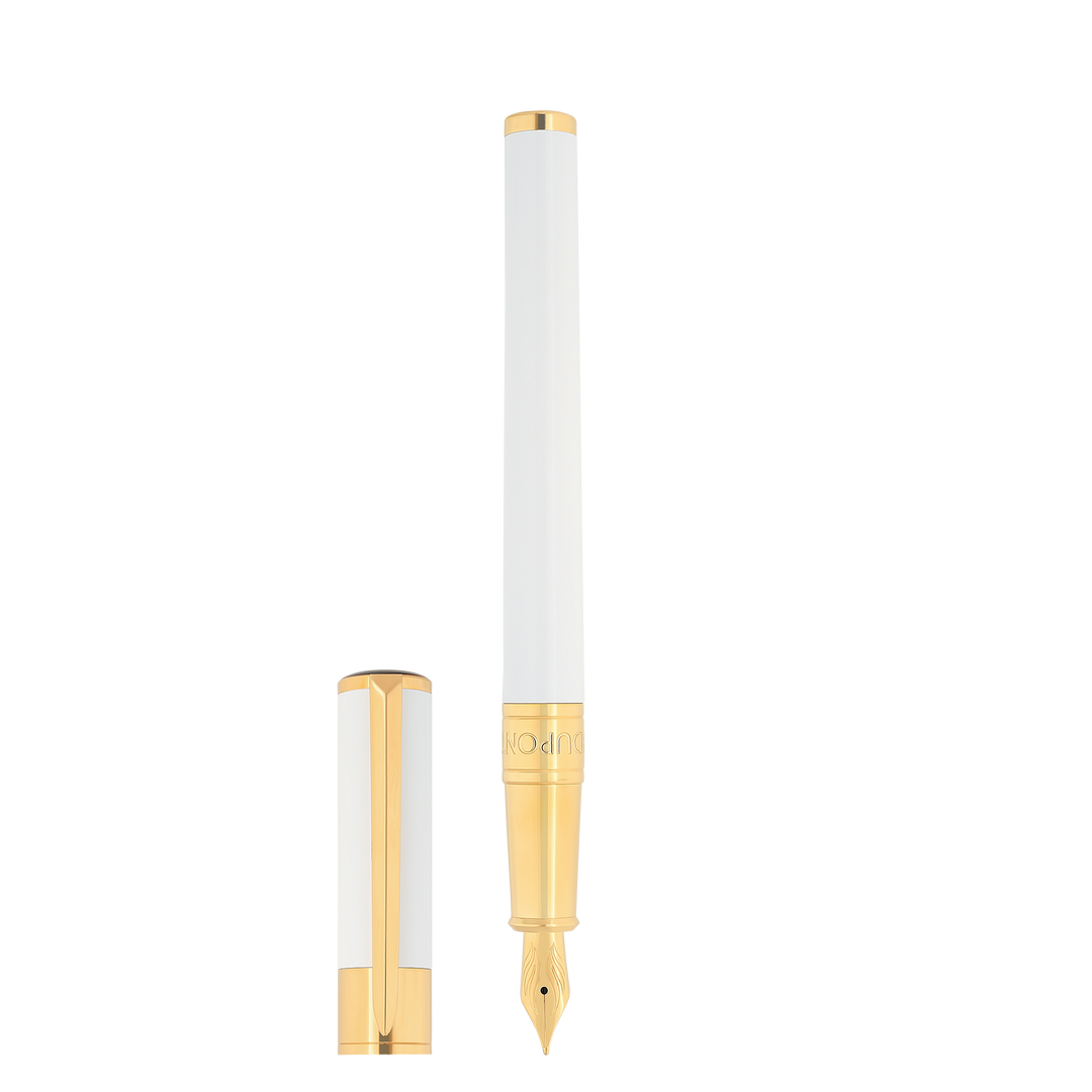 S.T. Dupont Initial Fountain Pen White & Golden 3