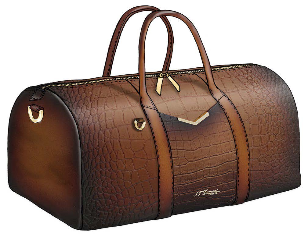 S.T. Dupont Le Grand Atelier Croco Pattern 48H Travel Bag Brown