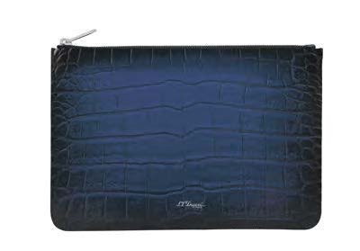 S.T. Dupont Le Grand Atelier Croco Pattern Clutch Blue