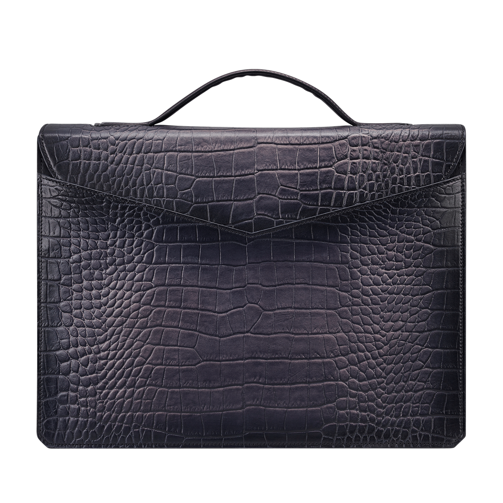 S.T. Dupont Le Grand Atelier Croco Pattern One-Gusset Briefcase Black 2