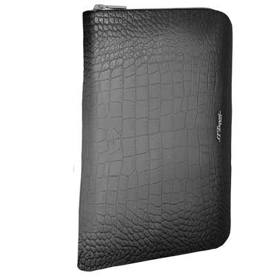 S.T. Dupont Le Grand Atelier Croco Pattern Zippered Travel Conference Pad Black