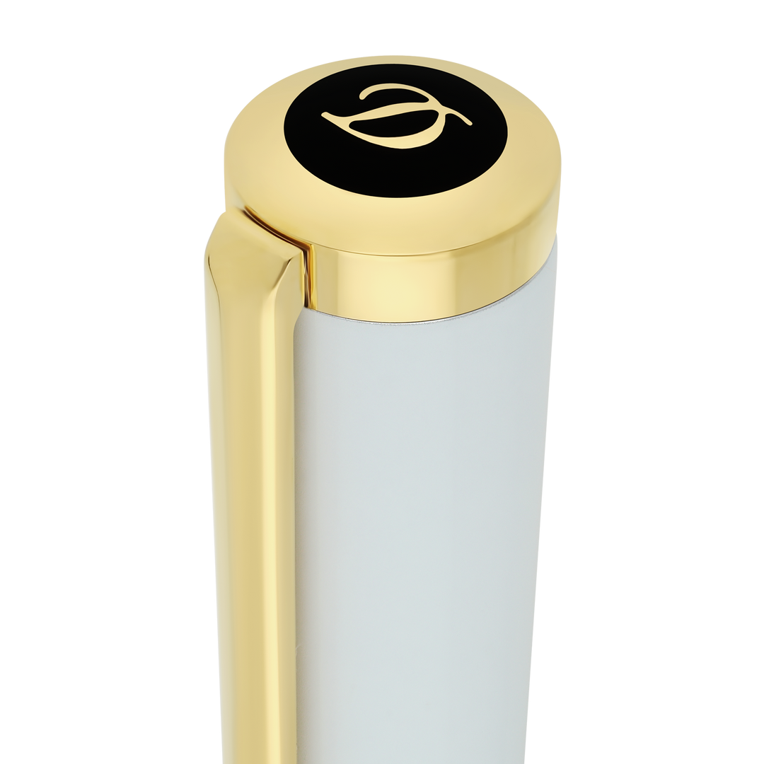 S.T. Dupont Liberté White Lacquer & Golden Ballpoint Pen 4