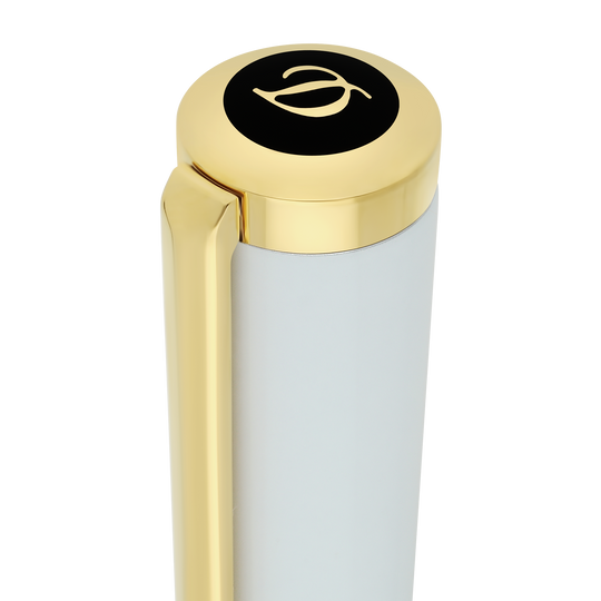 S.T. Dupont Liberté White Lacquer & Golden Ballpoint Pen 4