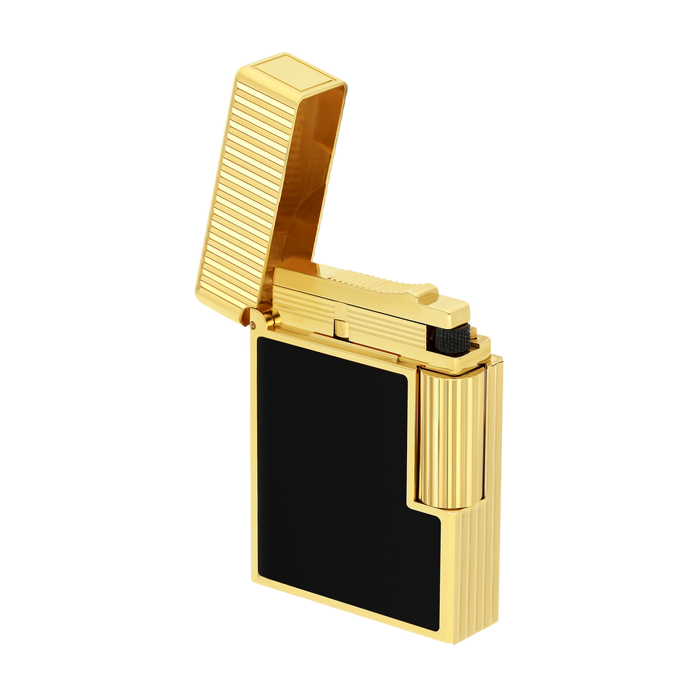 S.T. Dupont Line 1 Vertical Lines Black & Yellow Gold Lighter 2