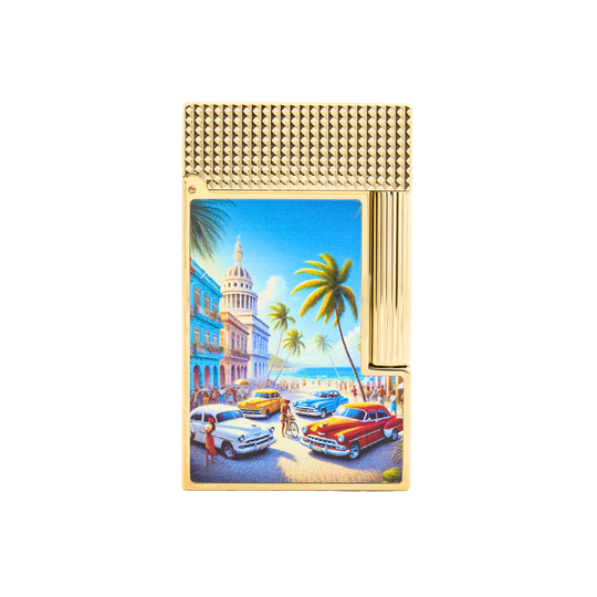 S.T. Dupont Line 2 Havana Cuba Beach Yellow Gold Lighter