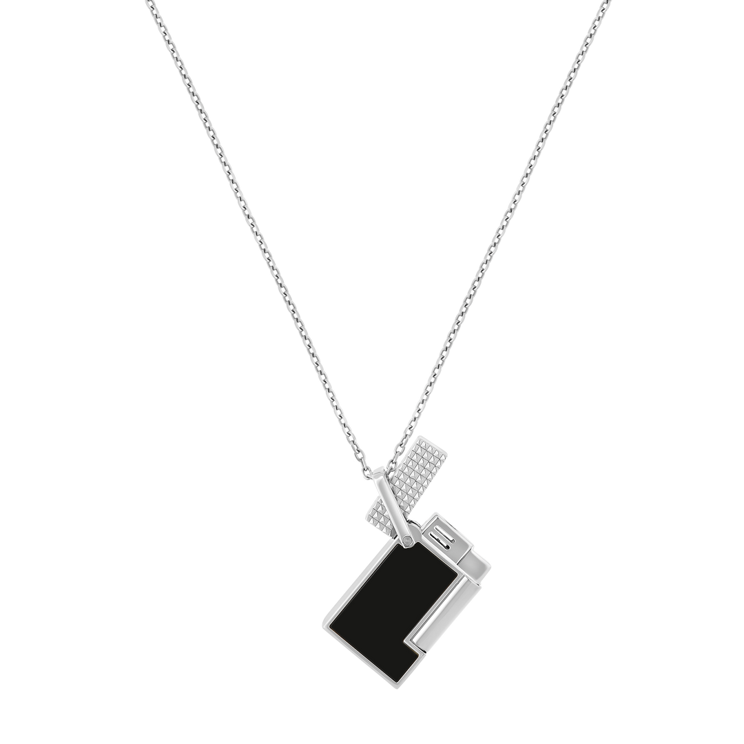 S.T. Dupont Line 2 Necklace Silvery & Black Lacquer Lighter