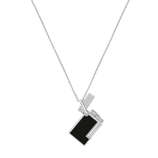 S.T. Dupont Line 2 Necklace Silvery & Black Lacquer Lighter