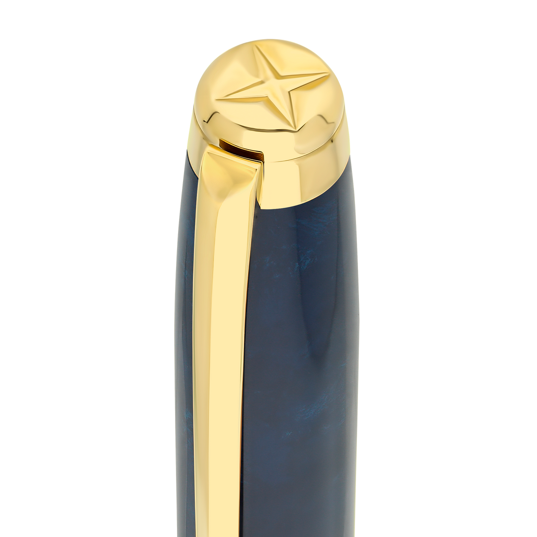 S.T. Dupont Line D Eternity Large Fountain Pen Popote Blue & Yellow Gold 4