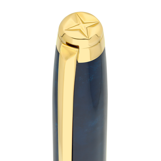 S.T. Dupont Line D Eternity Large Fountain Pen Popote Blue & Yellow Gold 4