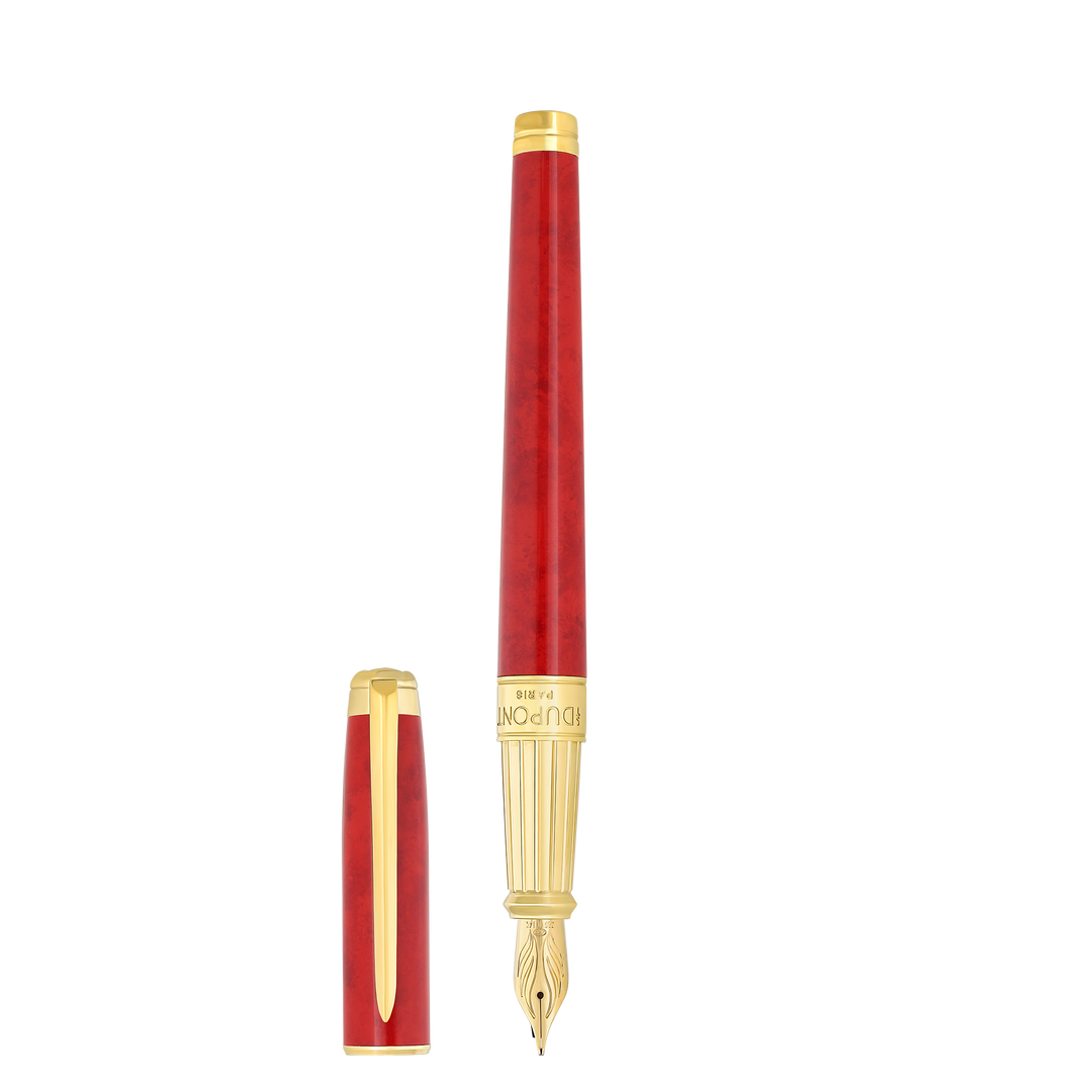 S.T. Dupont Line D Eternity Large Fountain Pen Popote Red & Yellow Gold