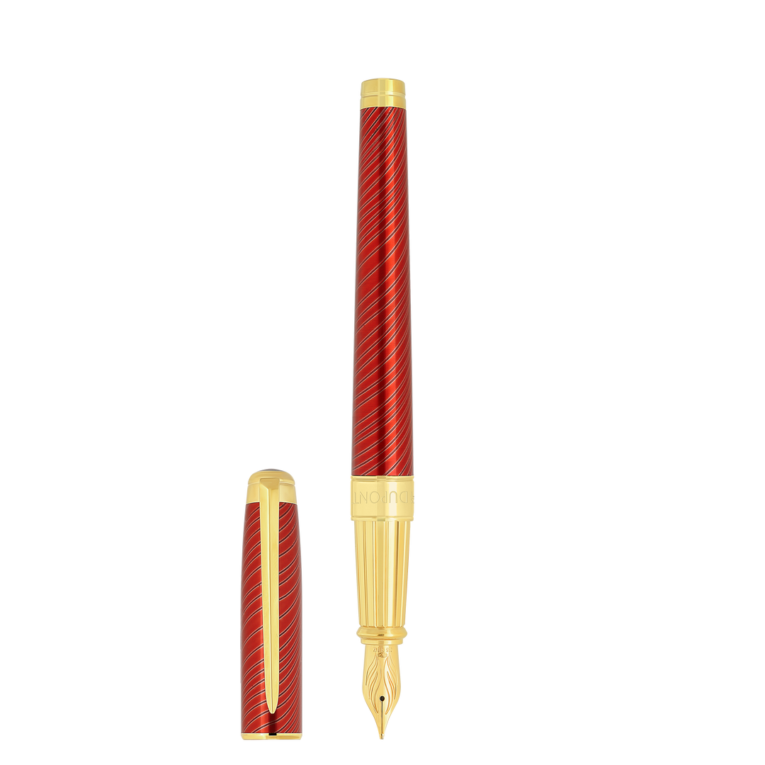 S.T. Dupont Line D Eternity Large Horse Mane Red & Yellow Gold Fountain Pen