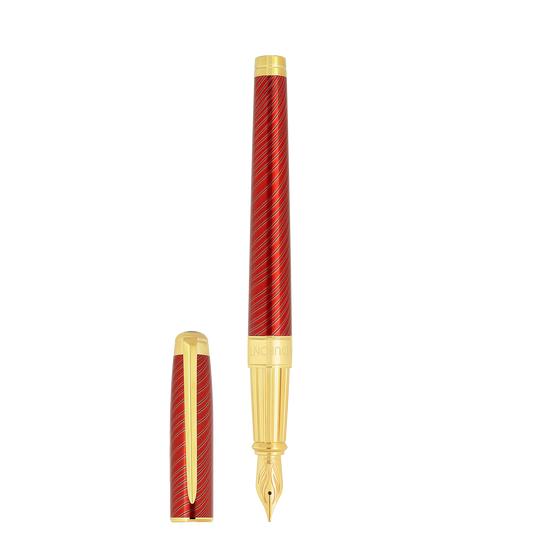 S.T. Dupont Line D Eternity Large Horse Mane Red & Yellow Gold Fountain Pen