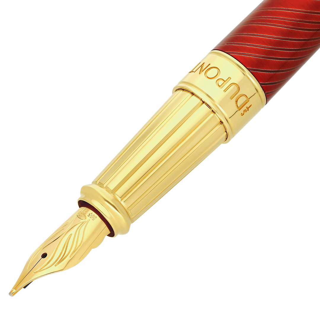 S.T. Dupont Line D Eternity Large Horse Mane Red & Yellow Gold Fountain Pen 2