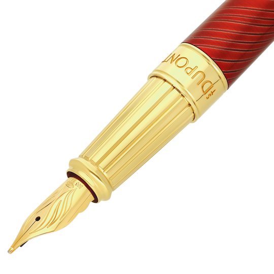S.T. Dupont Line D Eternity Large Horse Mane Red & Yellow Gold Fountain Pen 2