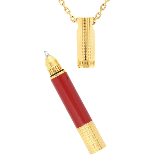 S.T. Dupont Mini Pen Necklace Burgundy & Golden