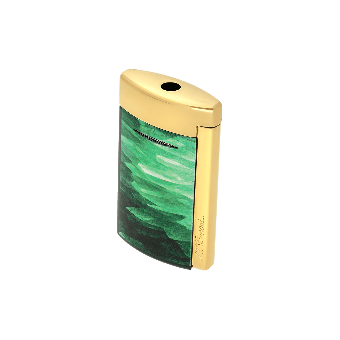 S.T. Dupont Minijet Geode Green & Golden Lighter 4