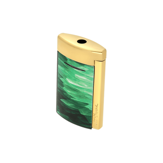 S.T. Dupont Minijet Geode Green & Golden Lighter 4