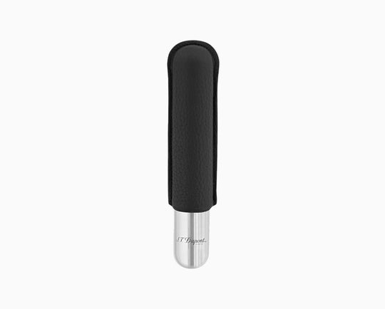 S.T. Dupont Single-Cigar Case Black Grain & Chrome