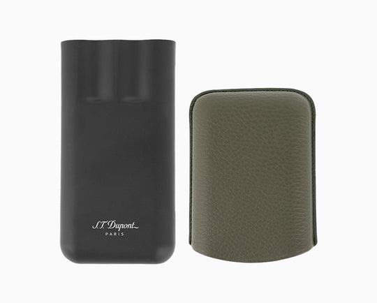 S.T. Dupont Three-Cigar Case Khaki Grain & Matte 3