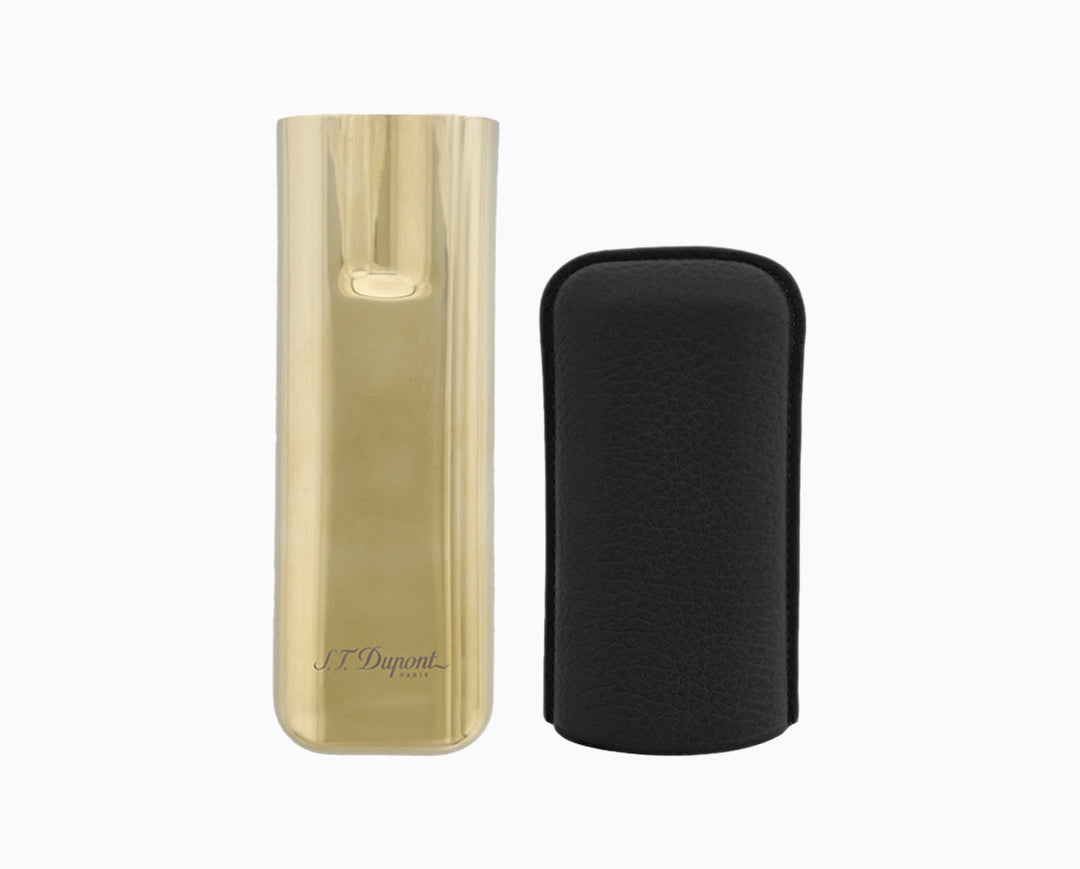 S.T. Dupont Two-Cigar Case Black Grain & Golden 2
