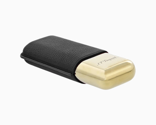 S.T. Dupont Two-Cigar Case Black Grain & Golden 4