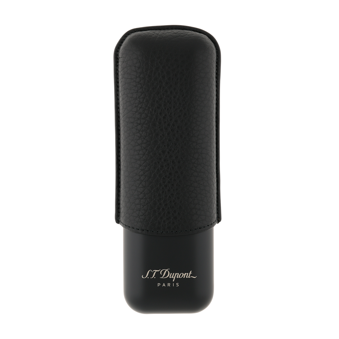 S.T. Dupont Two-Cigar Case Black Grain & Matte