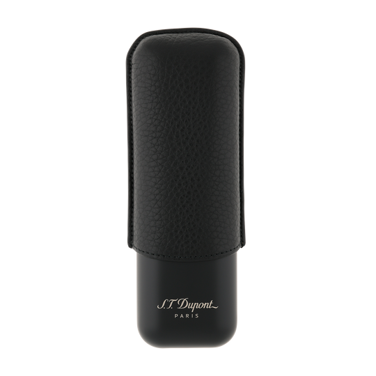 S.T. Dupont Two-Cigar Case Black Grain & Matte